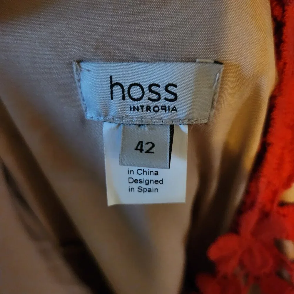 HOSS INTROPIA Red Guipure Floral Lace Sheath Dress - Size 42 (US 10)
